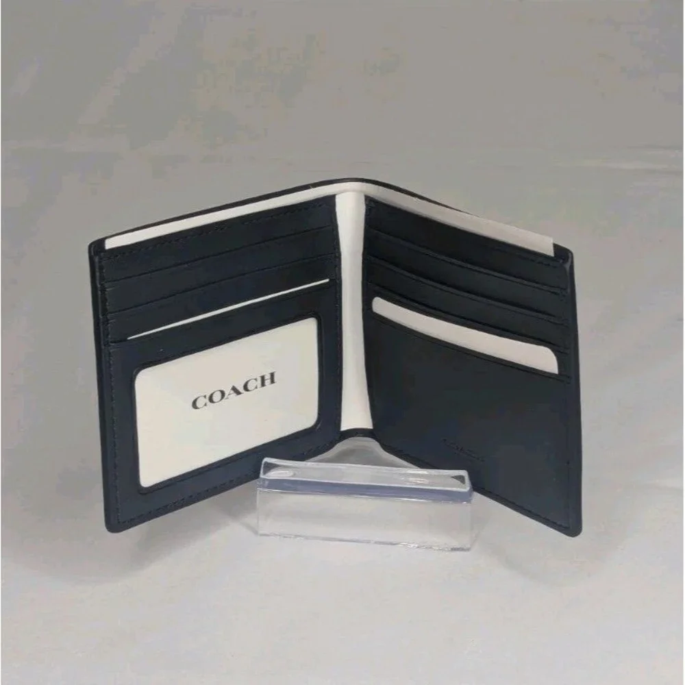 Coach Signature Coated Canvas ID Billfold Wallet - Black, NWT
